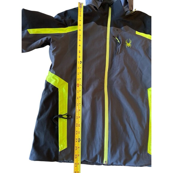 Spyder Blue and Gray Ski Jacket with Yellow Accents - Picture 11 of 16